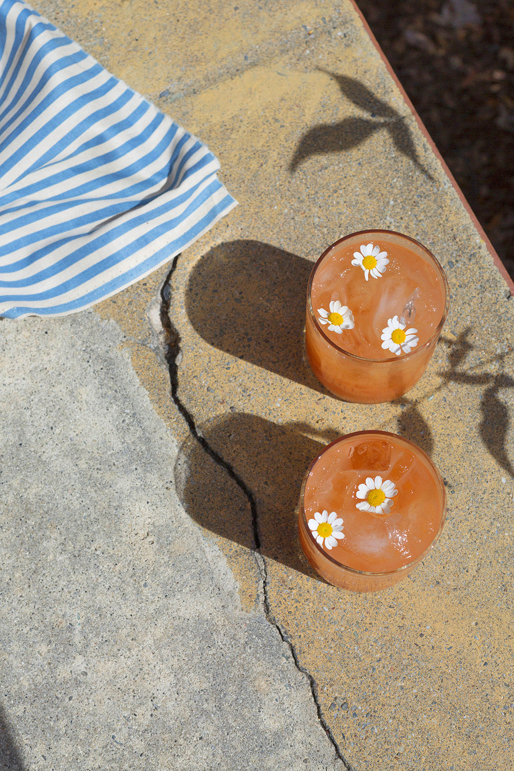 Simple drink with edible flowers.